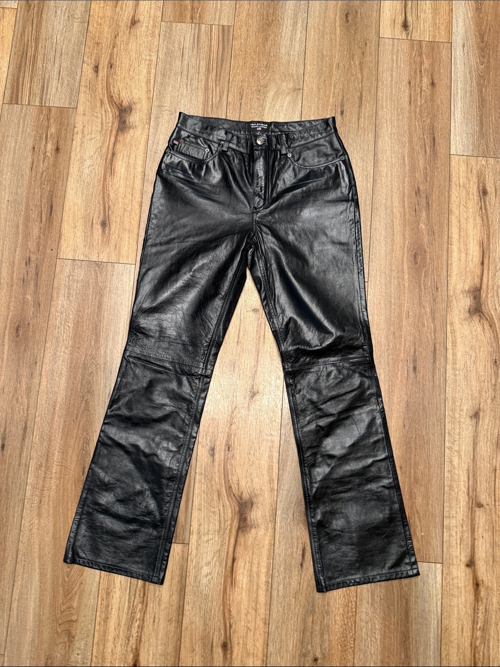 Polo Ralph Lauren 100% Genuine Leather Vintage Black Straight Cut Pants